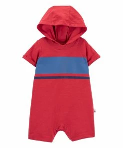 Carter's | Red & Blue Color Block Hooded Romper - Newborn & Infant