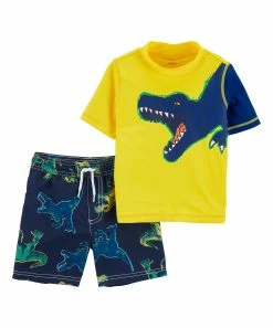 Carter's | Yellow & Navy Dinosaur Rashguard Set - Infant