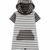 Carter's | Black & White Stripe Kangaroo Pocket Hooded Romper - Newborn