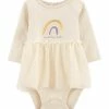 Carter's | Tan 'Birthday Babe' Rainbow Skirted Long-Sleeve Bodysuit Dress - Infant