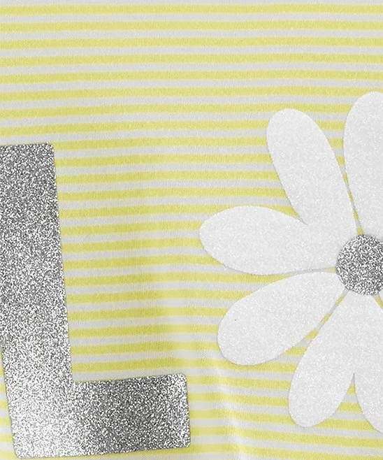 Carter's | Yellow Stripe Flower 'Love' Knot-Hem Tee & Blue Floral Leggings - Infant - Image 2