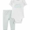 Carter's | White 'Happy Easter' Short-Sleeve Bodysuit & Blue Stripe Pants