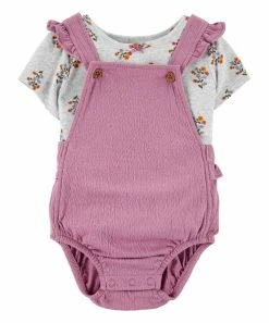 Carter's | Ivory Floral Tee & Mauve Ruffle Bodysuit - Infant
