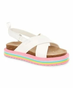 Carter's | White & Pink Stripe Cindy Sandal - Girls