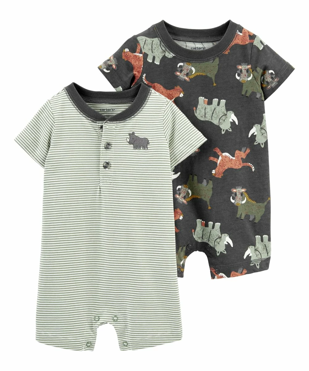 Carter's | Green Stripe Romper Set - Newborn