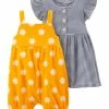 Carter's | Gray Stripe Flutter-Sleeve A-Line Dress Set - Newborn