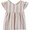 Carter's | Pink & Green Stripe Linen-Blend Angel-Sleeve Top - Infant
