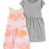 Carter's | Pink Tie-Dye & Gray Polka-Dot A-Line Dress Set - Toddler