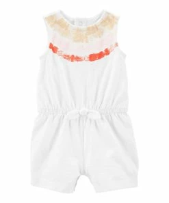Carter's | White Tie-Dye Stripe Bow-Detail Romper - Newborn