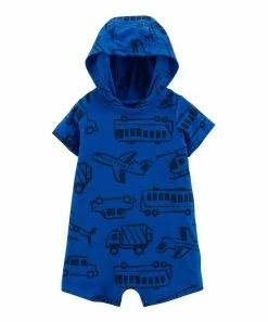 Carter's | Cobalt Blue Transportation Hooded Romper - Newborn