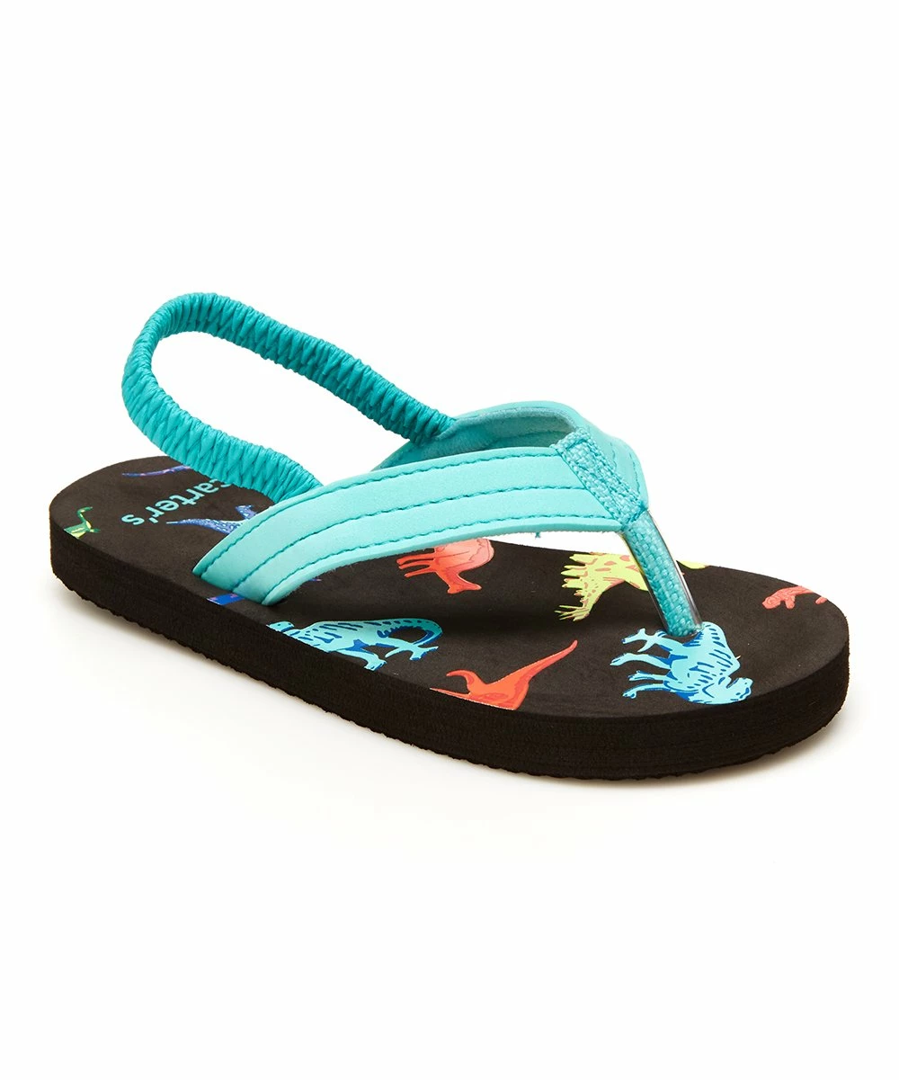 Carter's | Black & Teal Dinosaurs Sendai Flip-Flop - Boys