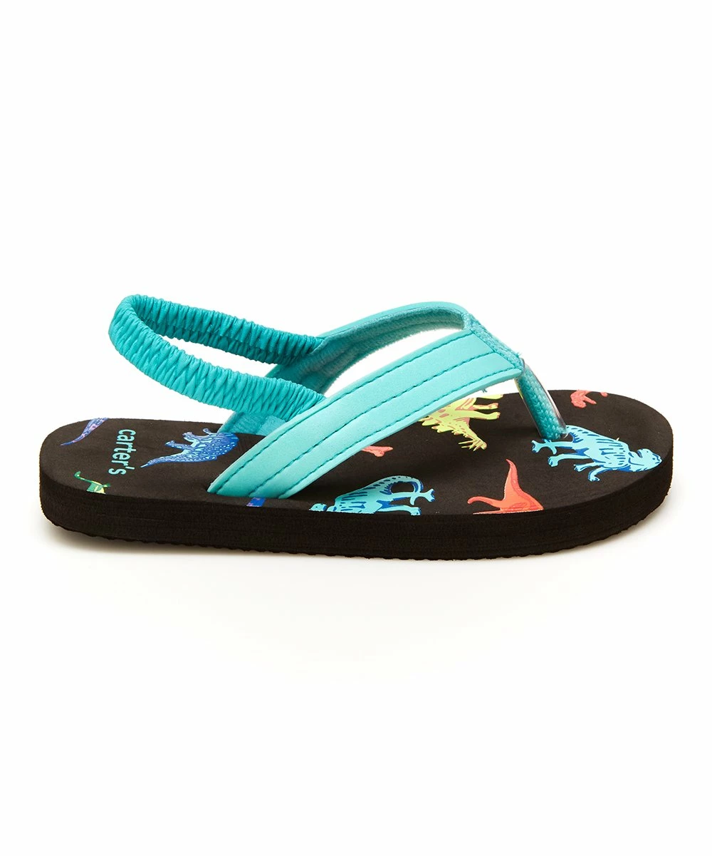 Carter's | Black & Teal Dinosaurs Sendai Flip-Flop - Boys - Image 3