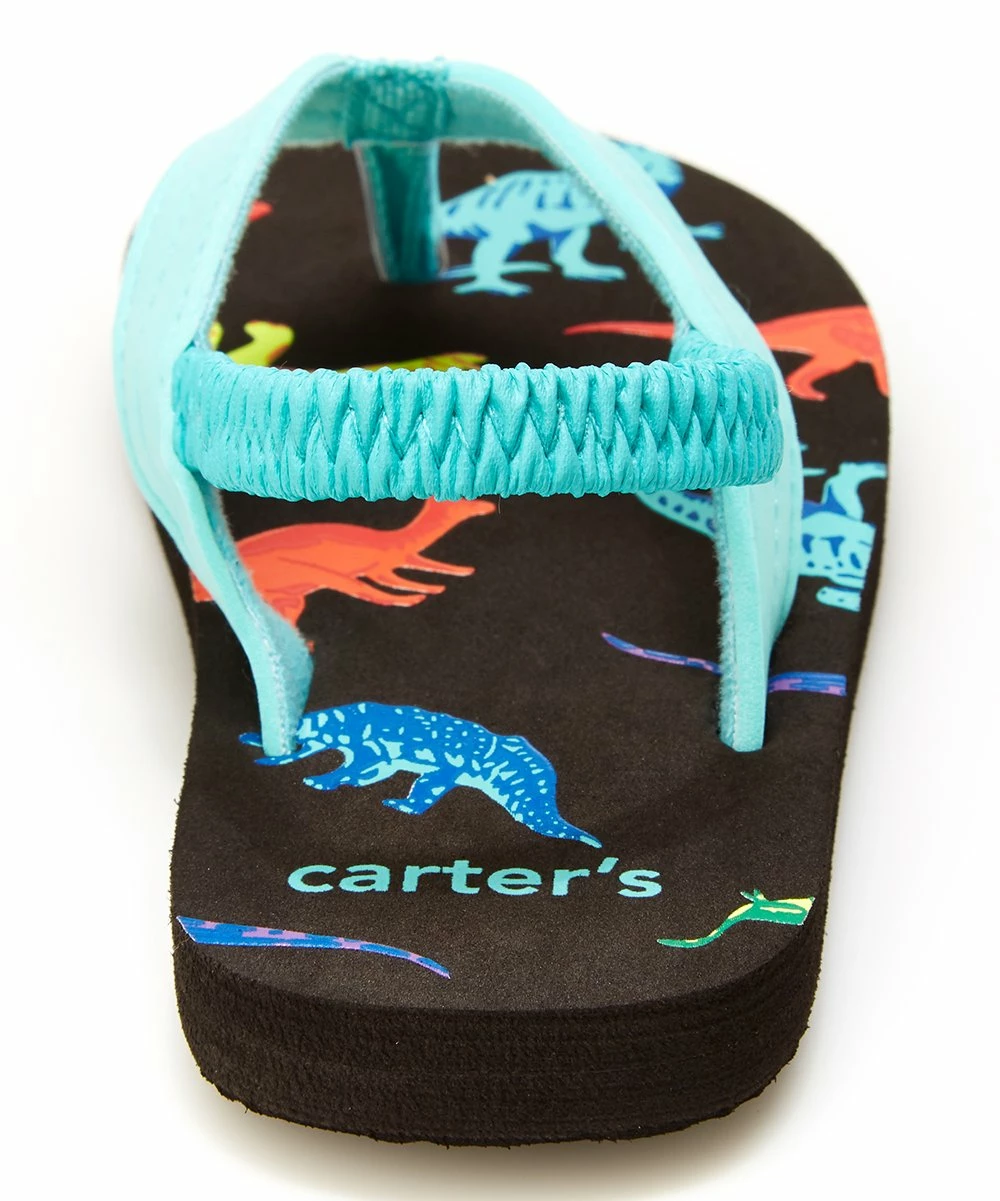 Carter's | Black & Teal Dinosaurs Sendai Flip-Flop - Boys - Image 4