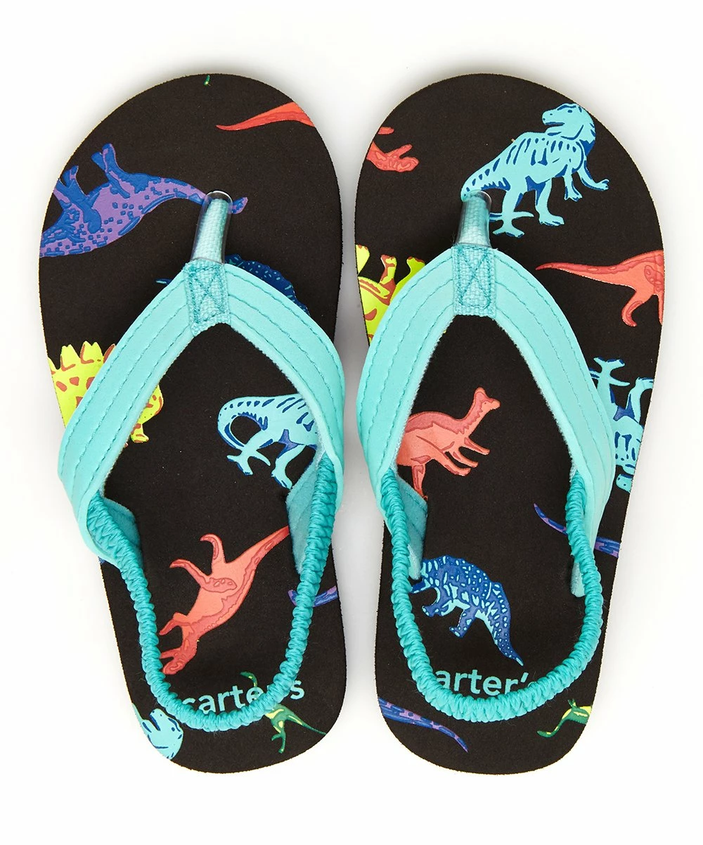 Carter's | Black & Teal Dinosaurs Sendai Flip-Flop - Boys - Image 2