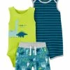 Carter's | Green 'A Roar-Able Little Fella' Bodysuit Set - Newborn