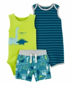 Carter's | Green 'A Roar-Able Little Fella' Bodysuit Set - Newborn