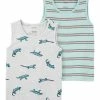 Carter's | White & Blue Lizard Tank Set - Toddler