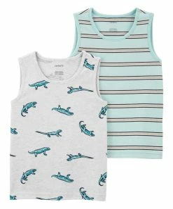 Carter's | White & Blue Lizard Tank Set - Toddler