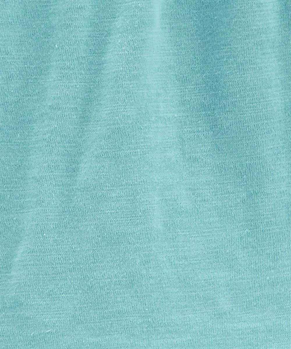 Carter's | Turquoise Angel-Sleeve Top & Navy Floral Linen-Blend Shorts - Infant - Image 2