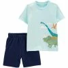 Carter's | Mint Dinosaurs Crewneck Tee & Navy Shorts - Infant