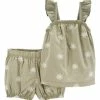 Carter's | Beige Snowflake Ruffle Tank & Shorts - Newborn & Infant