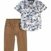 Carter's | Blue Bears & Planes Polo & Brown Pants - Newborn & Infant