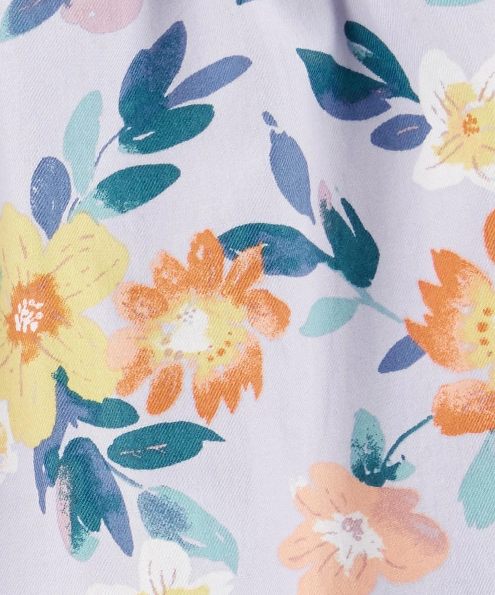 Carter's | Orange Floral Ruffle-Accent Top & Blue Chambray Shorts - Newborn & Infant - Image 2