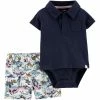 Carter's | Navy Polo Bodysuit & White Bears Shorts - Infant