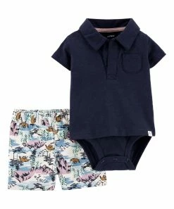 Carter's | Navy Polo Bodysuit & White Bears Shorts - Infant