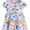 Carter's | Orange & Blue Floral Tiered A-Line Dress & Diaper Cover - Newborn & Infant