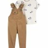 Carter's | Cream Airplanes Tee & Brown Overalls - Infant
