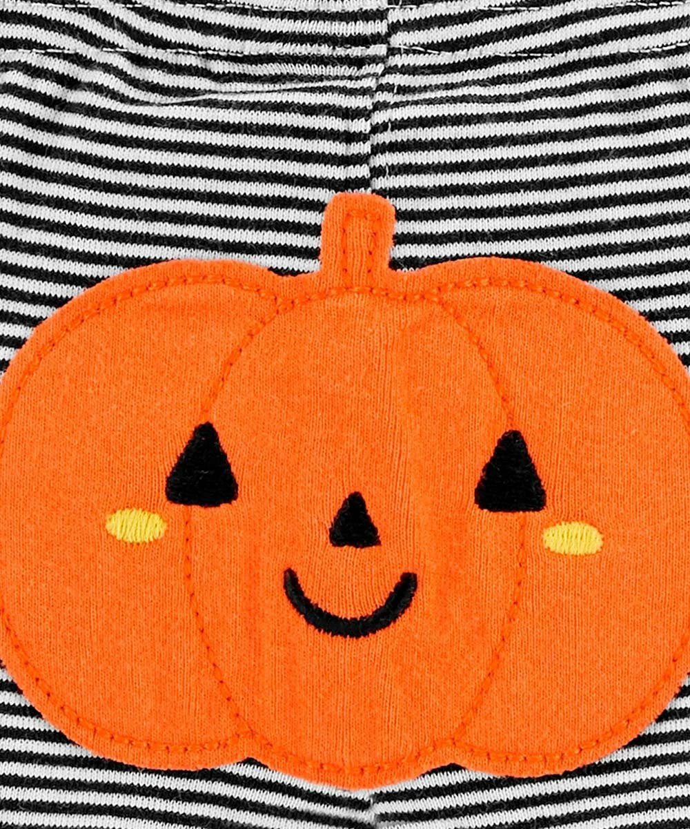Carter's | Orange 'First Halloween' Bodysuit & Black & White Stripe Joggers - Infant - Image 3