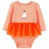 Carter's | White & Orange Stripe 'Peekaboo!' Cute Ghost Tutu-Skirted Bodysuit - Newborn
