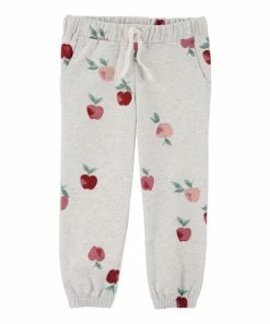 Carter's | White & Red Apple Drawstring-Waist Pocket Joggers - Toddler