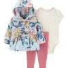 Carter's | Light Blue & Yellow Floral Zip-Up Hoodie Set - Newborn