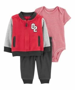 Carter's | Red & Gray '02' Varsity Jacket Set - Newborn & Infant