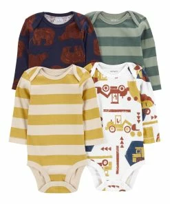 Carter's | Yellow & Green Long-Sleeve Bodysuit - Set of Four