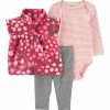 Carter's | Fuchsia & Pink Floral Zip-Up Angel-Sleeve Vest Set - Newborn & Infant