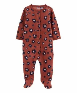 Carter's | Brown Leopard Sleep & Play Fleece Zip Footie - Newborn & Infant