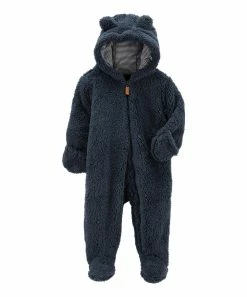 Carter's | Navy Bear-Ear Hooded Teddy Footie - Newborn & Infant