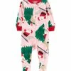 Carter's | Pink & Green Santa Fleece Zip-Up Footie - Newborn & Infant