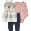 Carter's | Cream & Blue Plaid Hooded Zip-Up Vest Set - Newborn & Infant