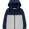 Carter's | Navy & Gray Color Block Fleece Zip-Up Hoodie - Infant