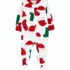 Carter's | White & Red Holiday Stockings & Caps Two-Way Zip Footie - Newborn & Infant