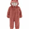 Carter's | Pink Bear-Ear Hooded Teddy Footie - Newborn & Infant
