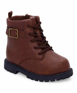 Carter's | Dark Brown Buckle-Accent Maliyah Combat Boot - Girls