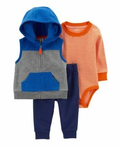 Carter's | Blue & Gray Color Block Sleeveless Vest Set - Newborn & Infant