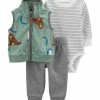Carter's | Green & Brown Walrus Vest Set - Infant