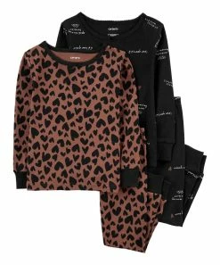 Carter's | Brown Cheetah Heart Long-Sleeve Pajama Set - Toddler