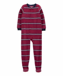 Carter's | Red & White Stripe Fleece Footie - Boys